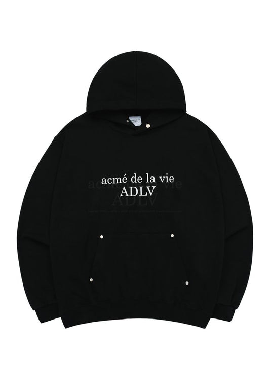 Basic Logo Rivet Point Hoodie Black