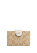 Medium Corner Zip Wallet In Signature Canvas Light Khaki Chalk