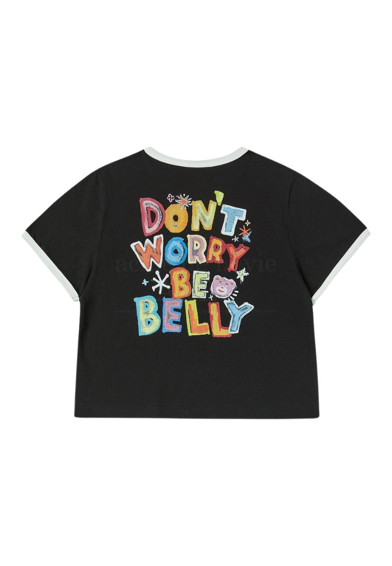 Belly Collage Logo Crop Short Sleeve T- Shirt Black