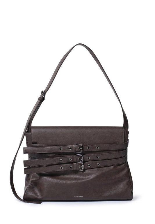 Belt Flap Bag M Brushed Chocolate