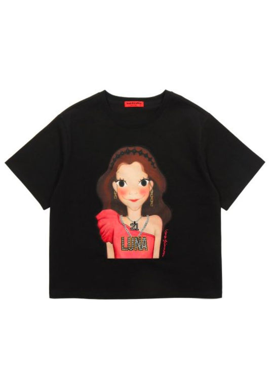 Big Point T-shirt F Black Luna