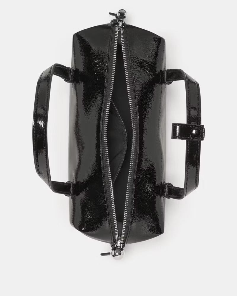 Billie Shiny Leather Shoulder Bag Black