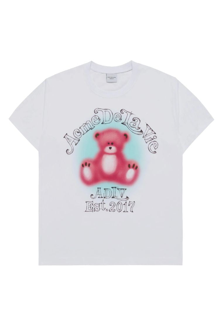 Blur Sketch Bear Short Sleeve T-Shirt White
