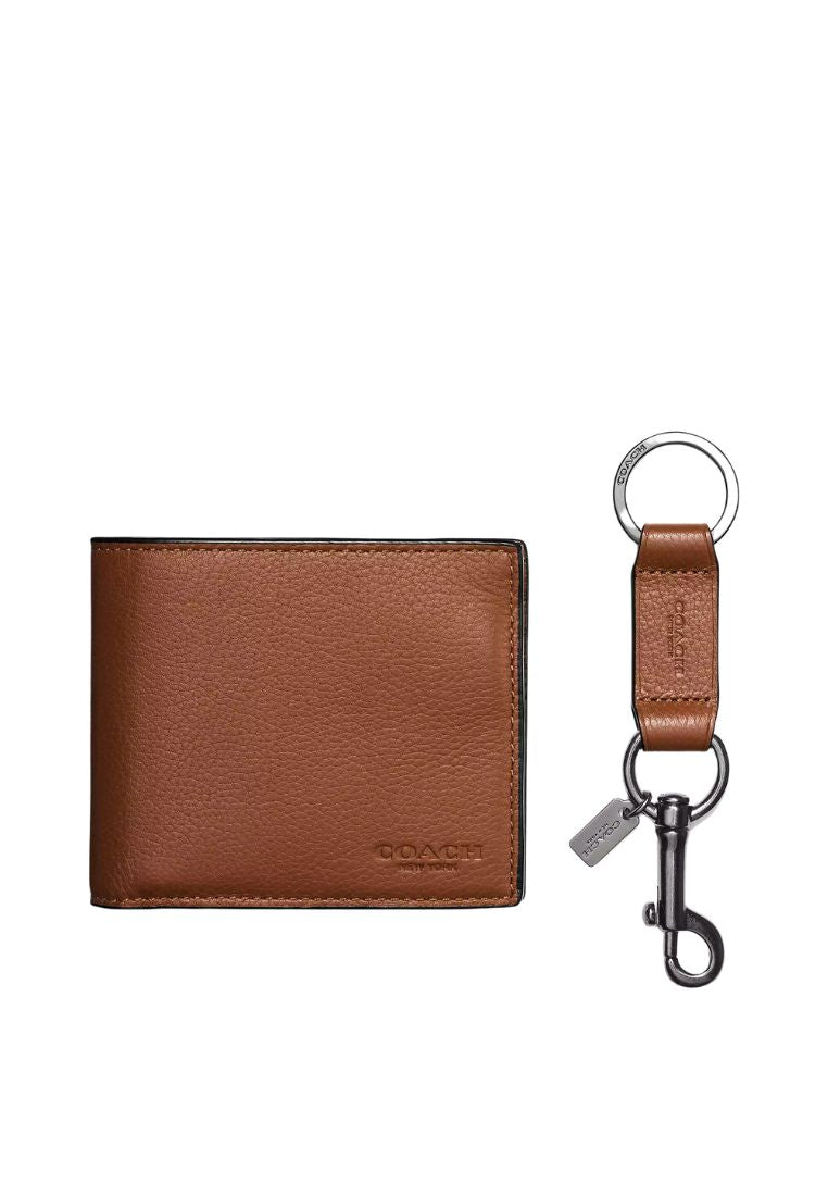 Boxed 3 In 1 Wallet Gift Set Dark Saddle