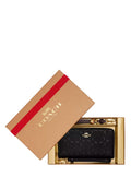 Boxed Long Zip Around Wallet In Signature Leather Black