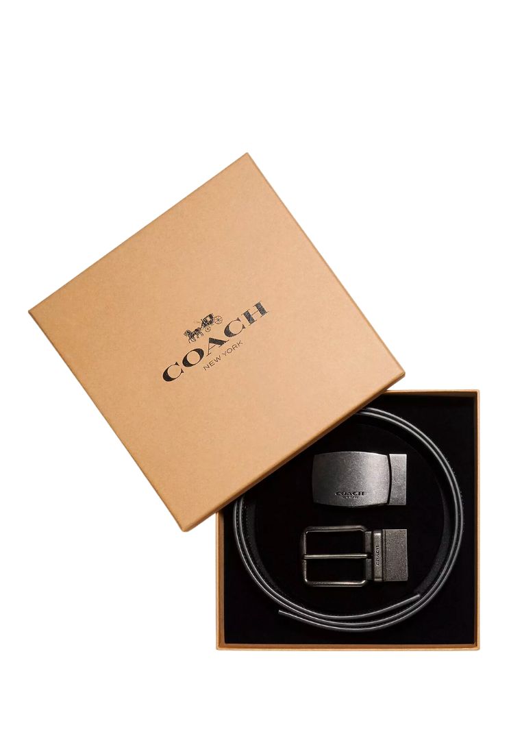 Boxed Plaque And Harness Buckle Cut To Size Reversible Belt 38mm Black