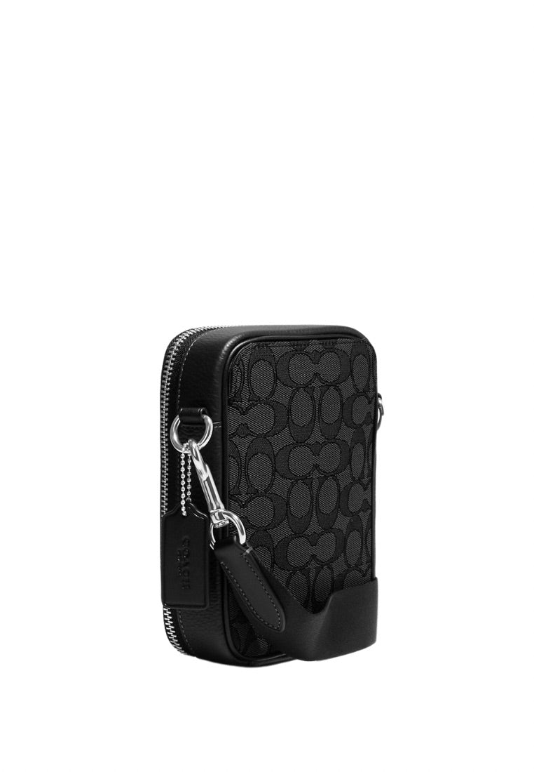 Stanton Crossbody In Signature Jacquard Charcoal Black