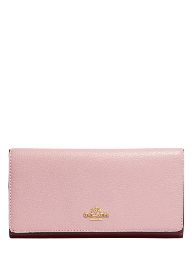 Slim Trifold Wallet Powder Pink Wine Multi