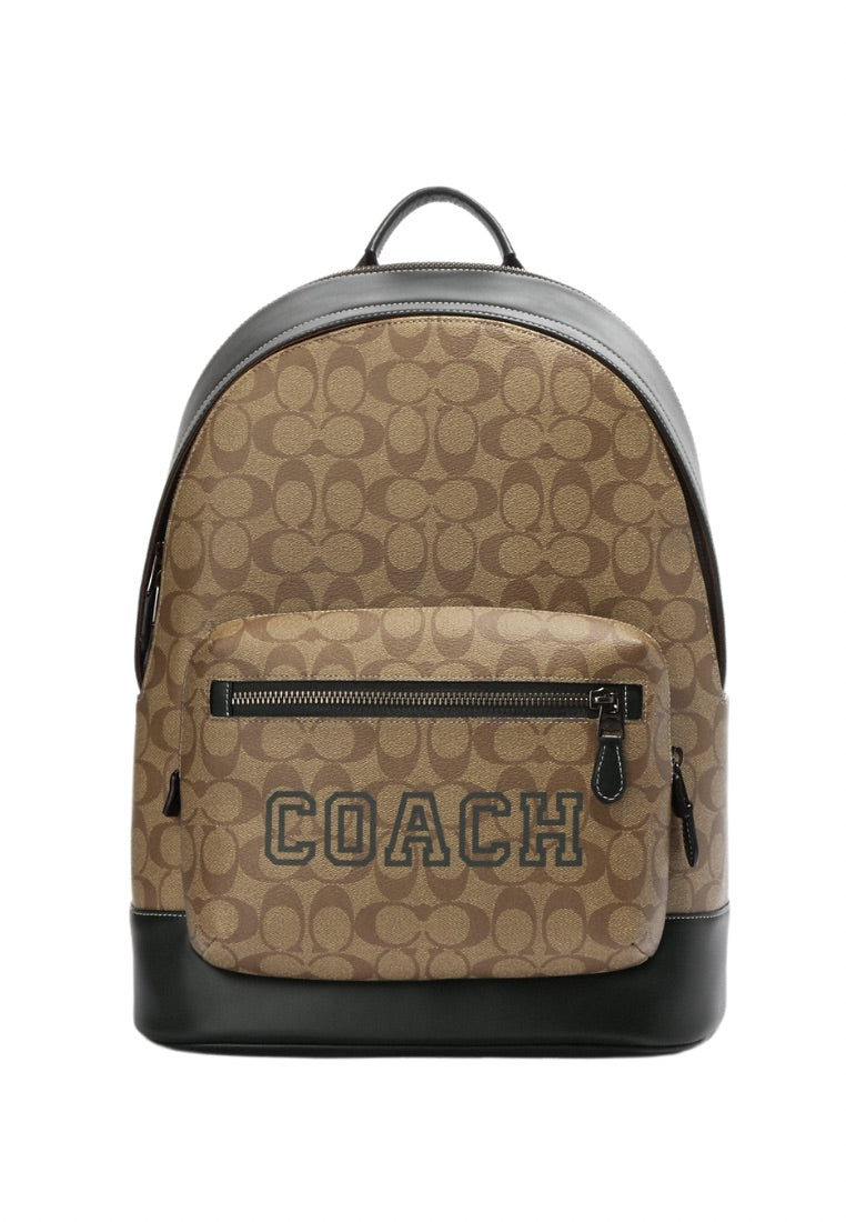 West Backpack In Signature Canvas With Varsity Motif