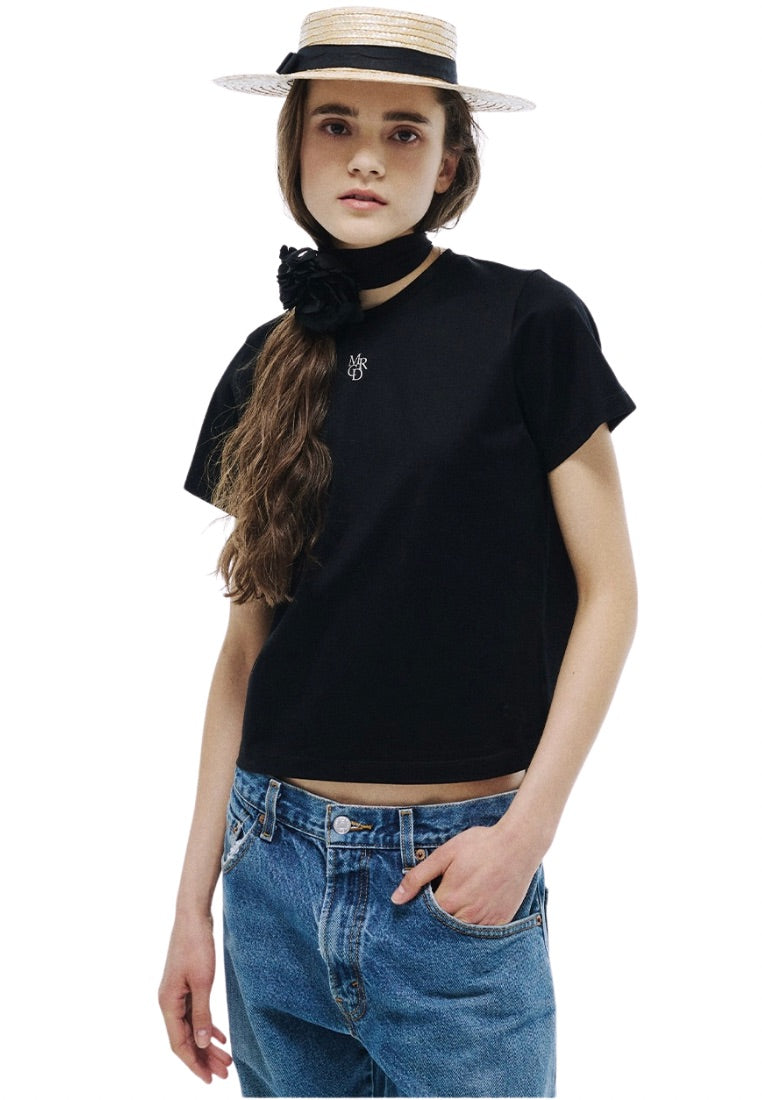 Premium Supima TShirt Small Logo MRCD Black Beige