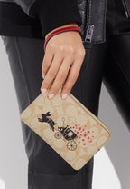 Lunar New Year Corner Zip Wristlet In Signature Canvas With Rabbit And Carriage
