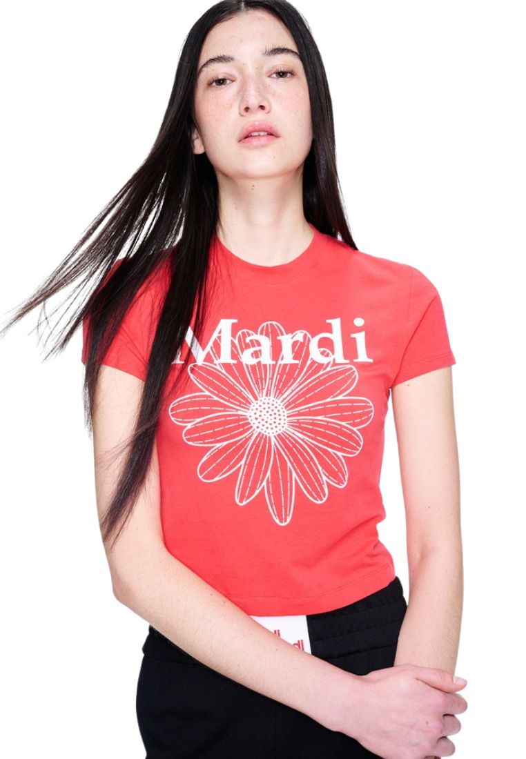 Cropped Tshirt FlowerMardi Red White