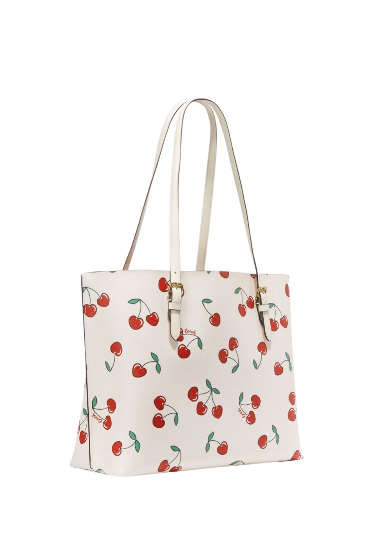 Mollie Tote With Heart Cherry Print Chalk Multi