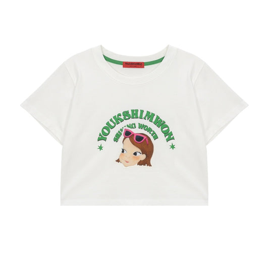Lettering Crop T-Shirt F Ria