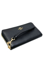 Long Zip Around Wallet Solid Black
