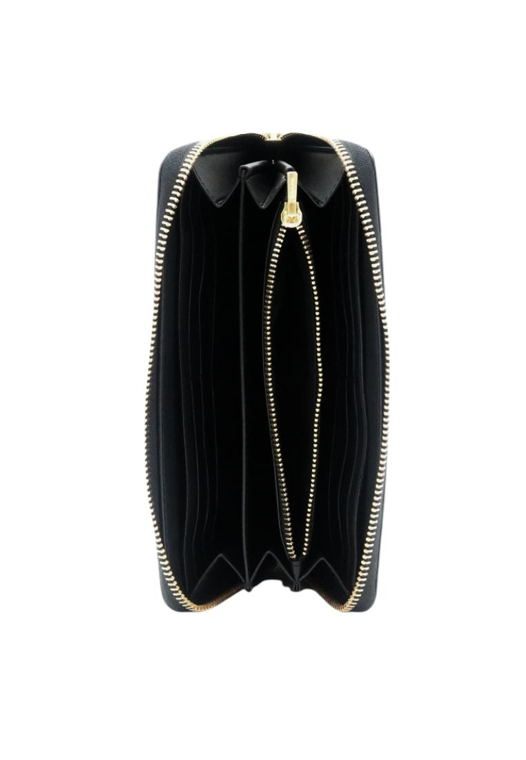 Long Zip Around Wallet Solid Black