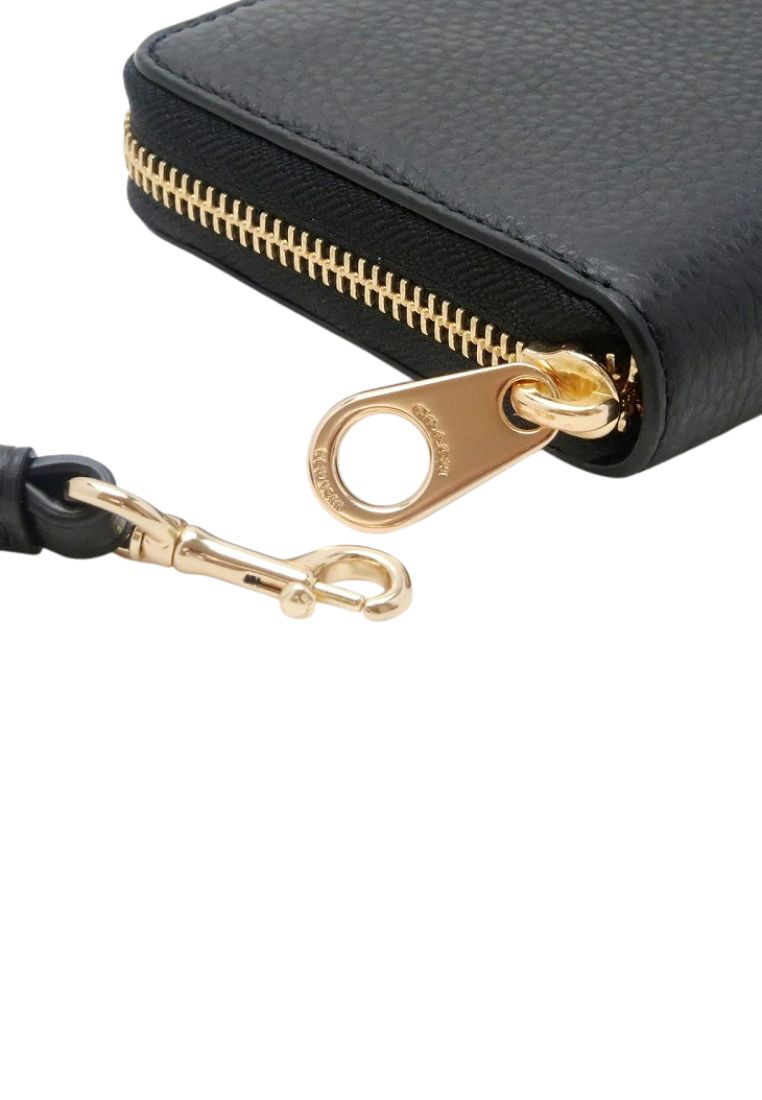Long Zip Around Wallet Solid Black