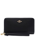 Long Zip Around Wallet Solid Black