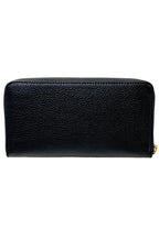 Long Zip Around Wallet Solid Black