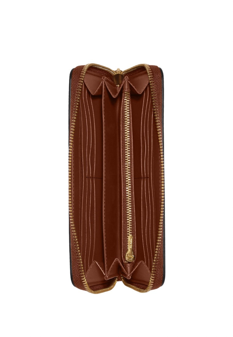 Long Zip Around Wallet In Signature Canvas Khaki Saddle 2