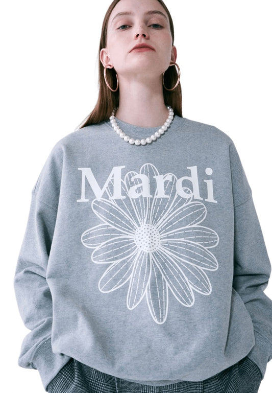 Sweatshirt Flower Mardi Grey Ivory
