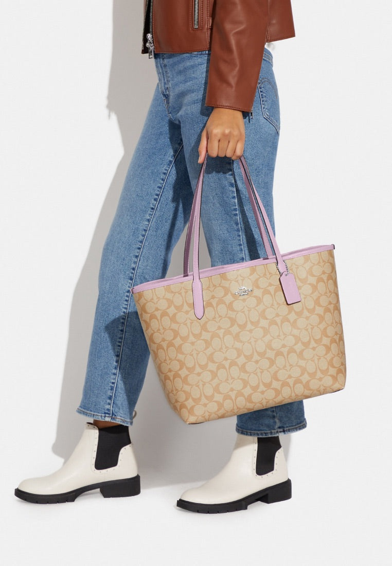 City Tote In Signature Canvas Ice Purple