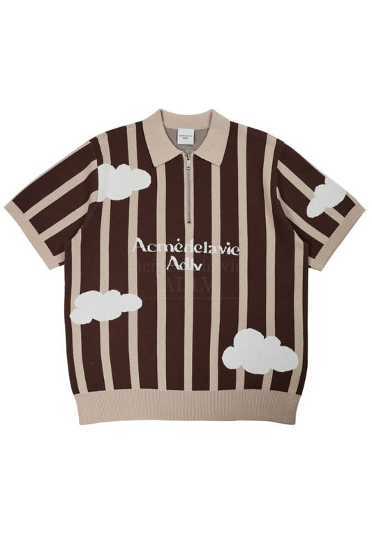Cloud Logo Short Sleeve Knit Brown