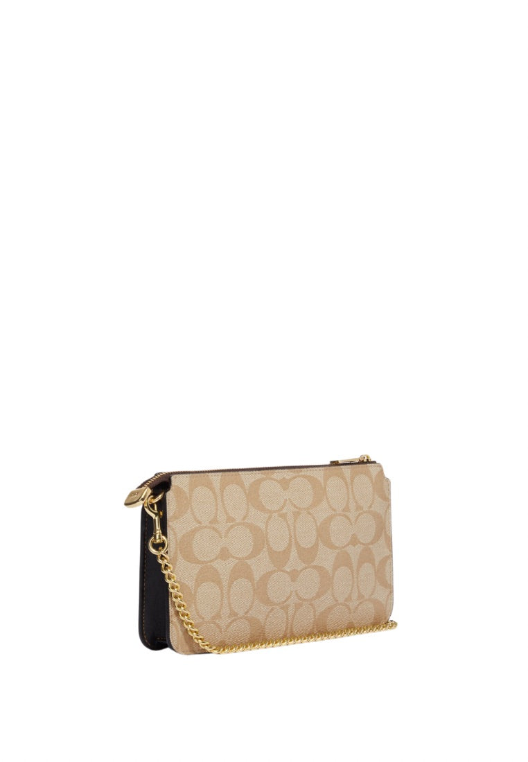 Poppy Crossbody With Card Case In Blocked Signature Canvas Brown Multi