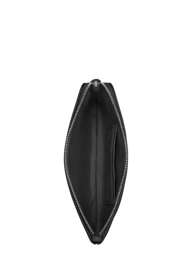 Large Corner Zip Wristlet Silver Black