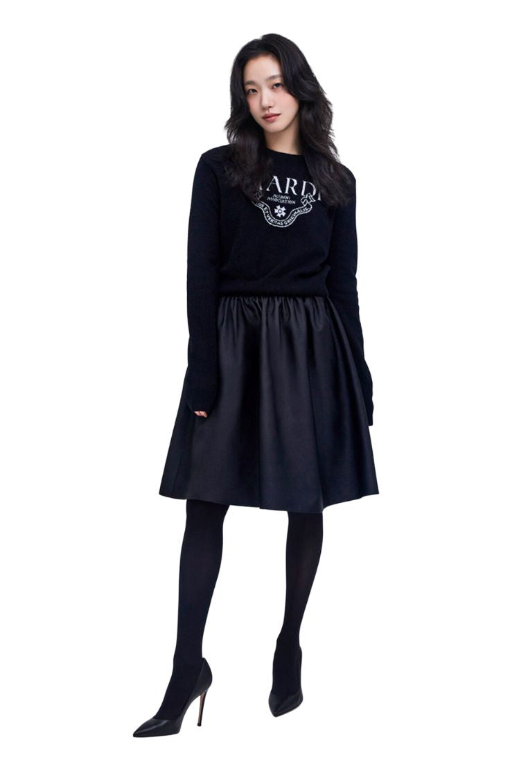 Cashmere Cropped Crew Neck Alumni Classique Black Ivory
