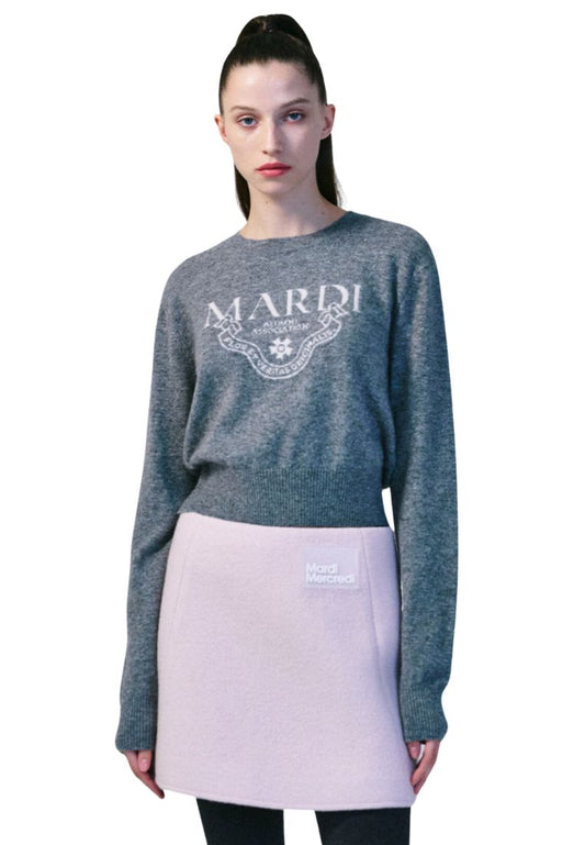 Cashmere Cropped Crew Neck Alumni Classique Grey White
