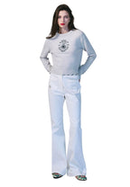 Cashmere Cropped Pullover Alumni Small Emblem White Black