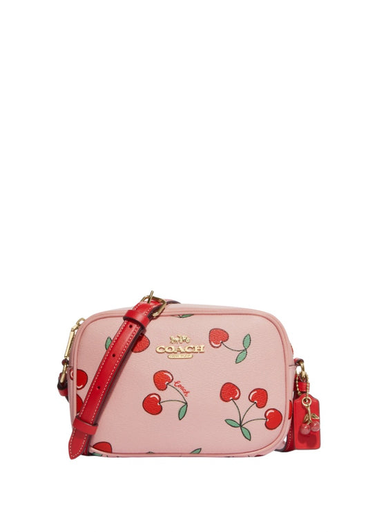 Mini Jamie Camera Bag With Heart Cherry Print Powder Pink Multi