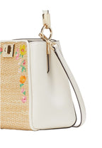 Phoebe Embroidered Straw Top Handle Satchel Meringue Multi