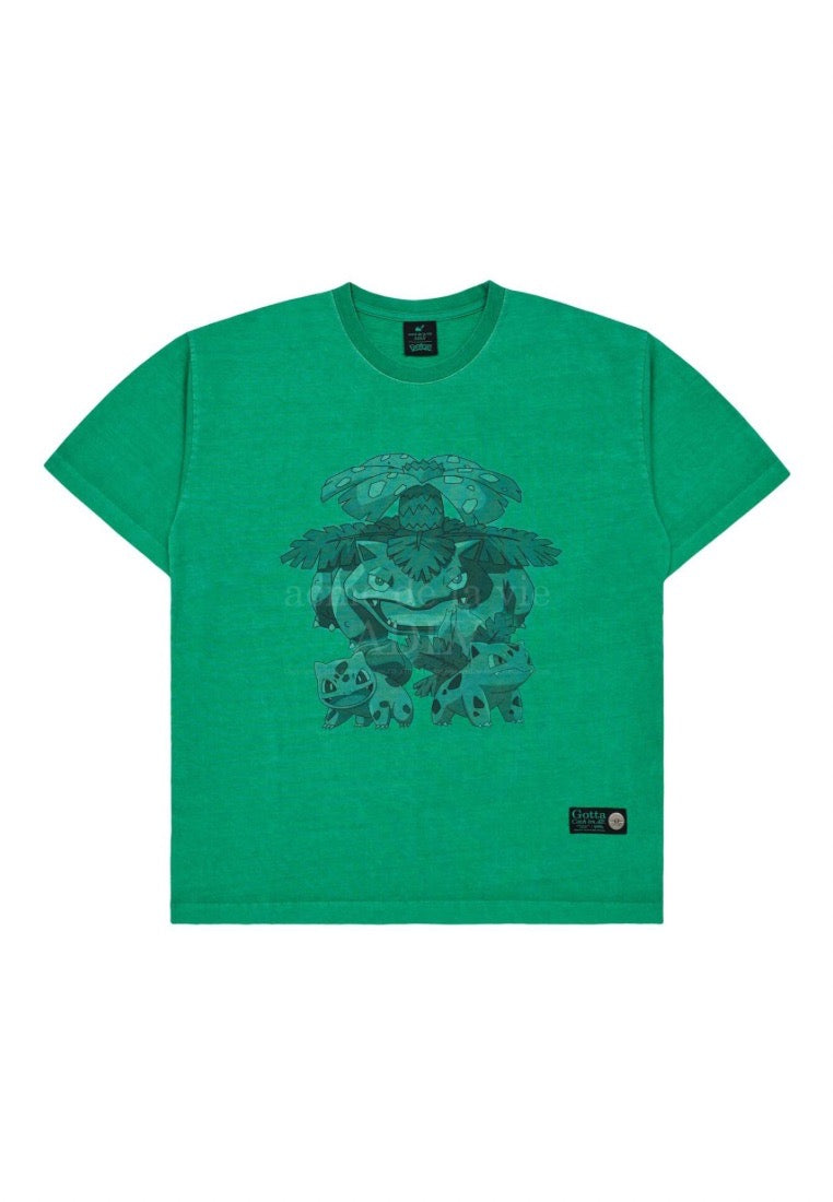 Pokémon ISANGHAESSI EVOLUTION PIGMENT Short Sleeve T-Shirt Green