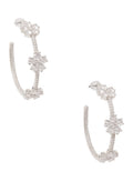 Gleaming Gardenia Flower Hoops Silver