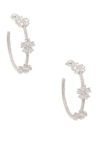 Gleaming Gardenia Flower Hoops Silver
