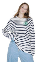 Tshirt Long Sleeve Stripe Ivory Green