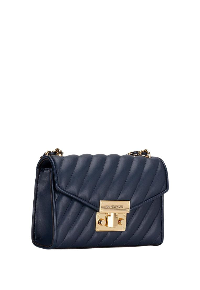 Rose Quilted Leather Small Crossbody Navy