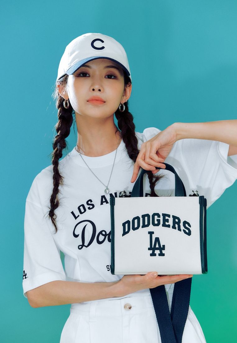 Varsity Basic Canvas S-Tote Bag LA DODGERS cream