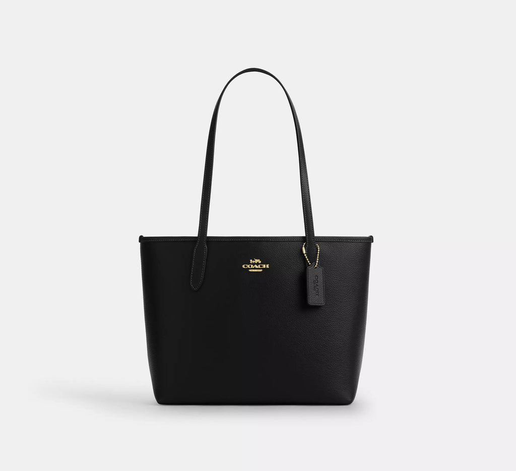 Medium City Tote Bag Gold Black