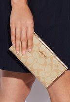Slim Zip Wallet In Signature Canvas Light Khaki Chalk