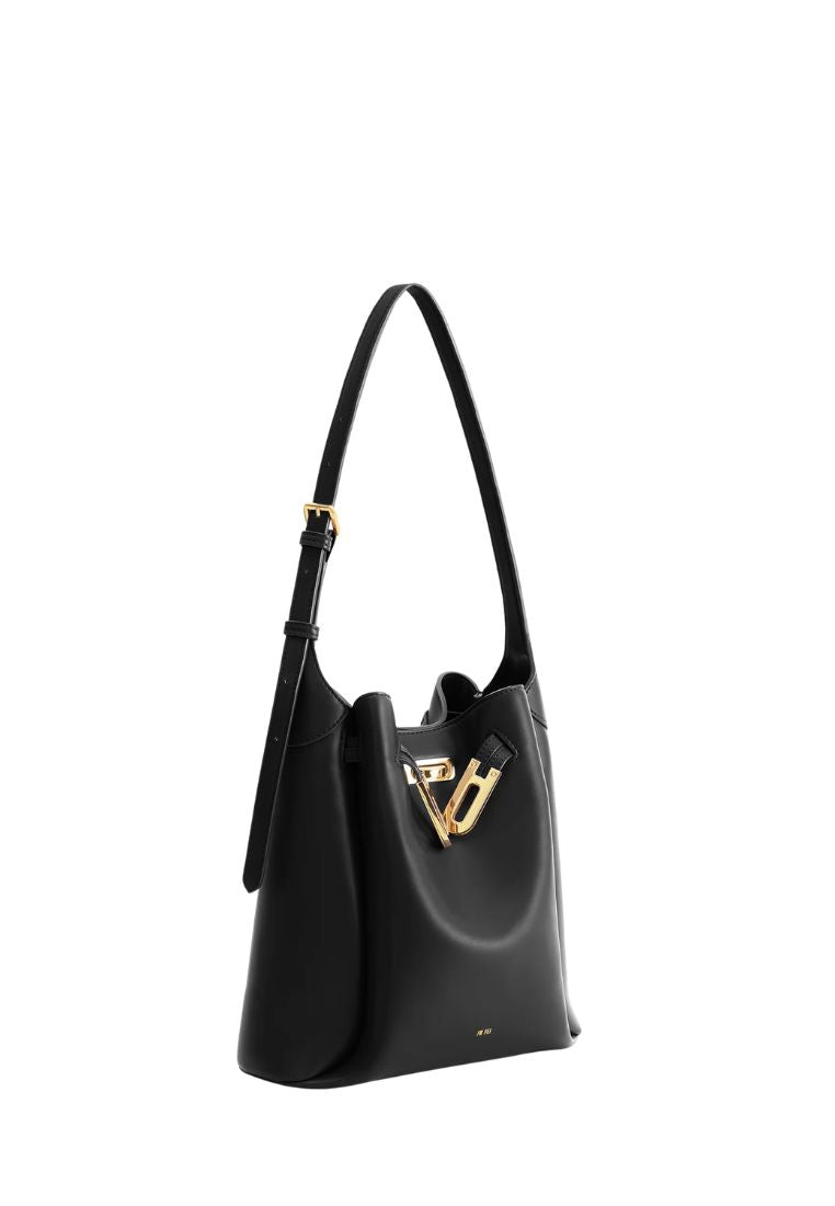 Charlene Double Buckle Hobo Bag - Black