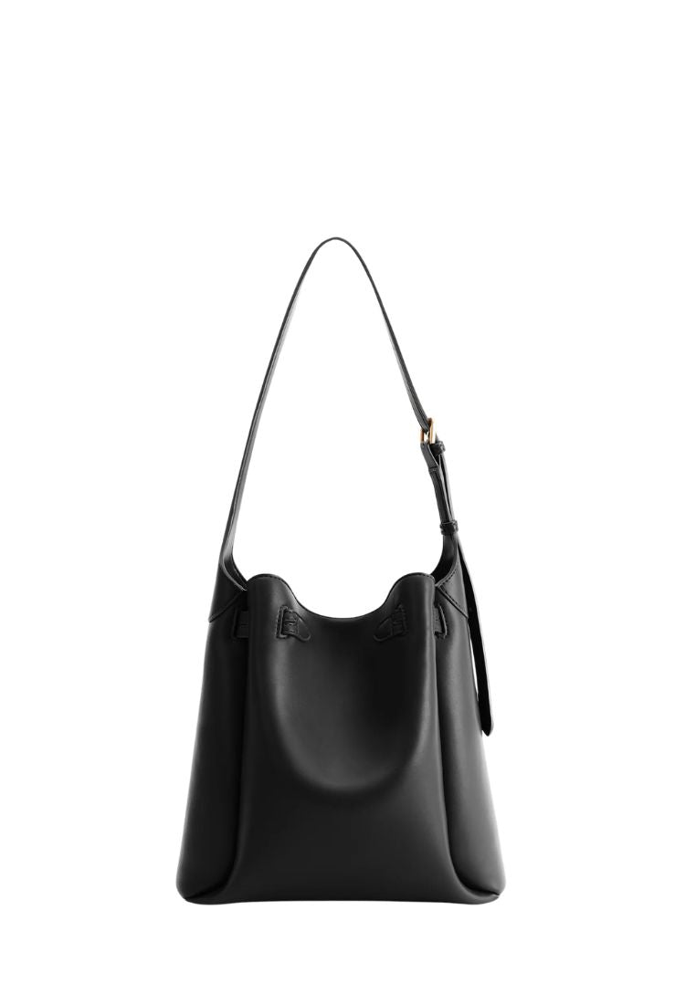 Charlene Double Buckle Hobo Bag - Black