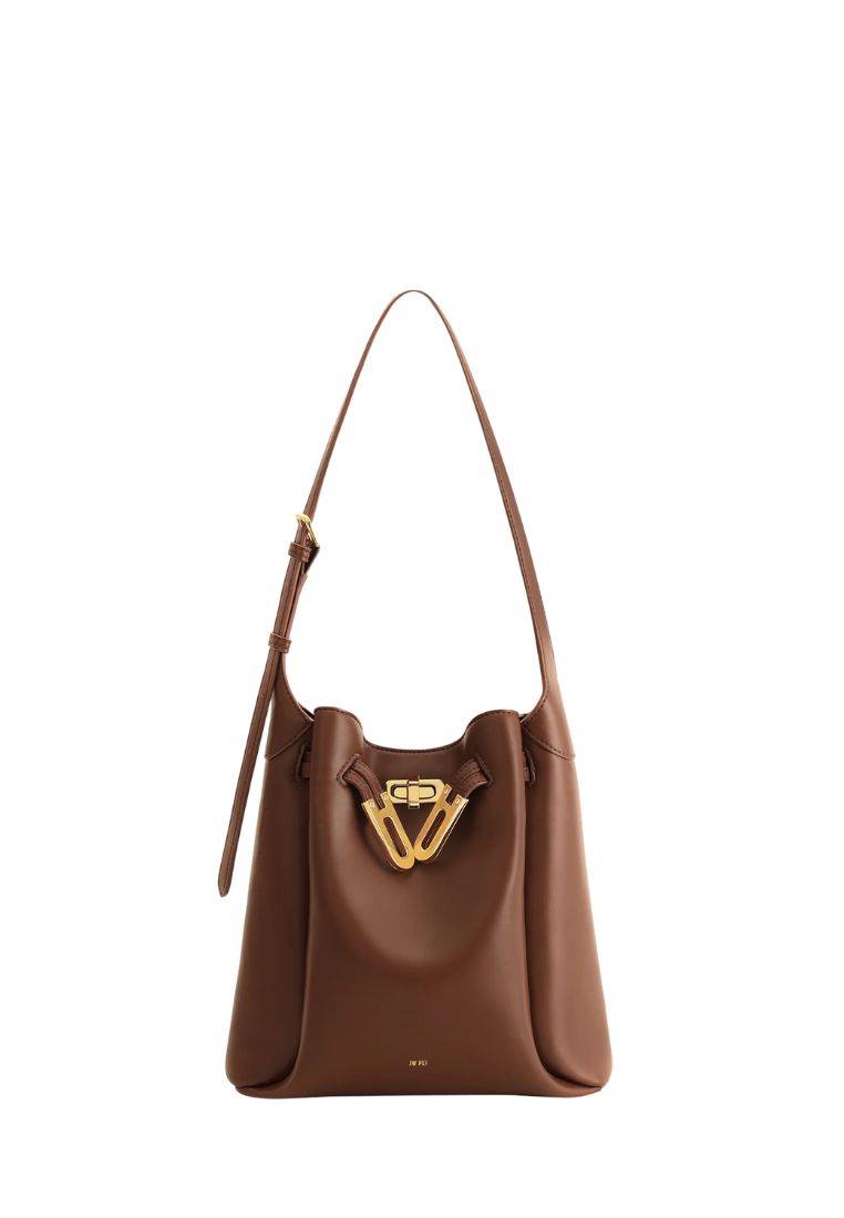 Charlene Double Buckle Hobo Bag - Brown