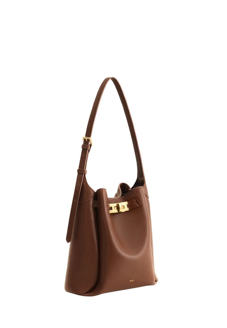 Charlene Double Buckle Hobo Bag - Brown