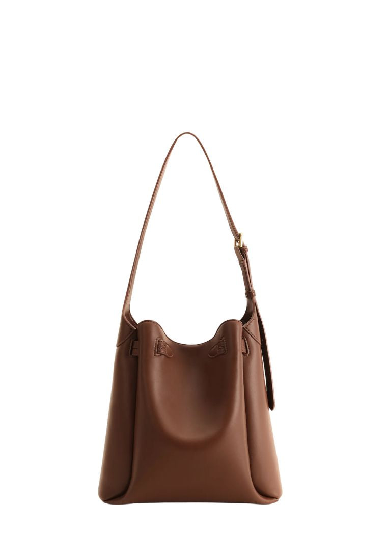 Charlene Double Buckle Hobo Bag - Brown