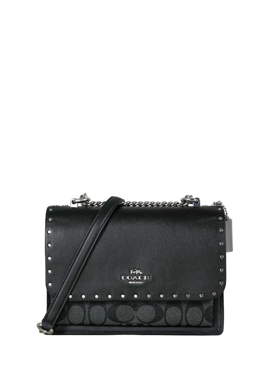 Klare Crossbody In Signature Canvas With Rivets Graphite Black