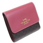 Small Trifold Wallet In Colorblock Signature Canvas Brown Pink