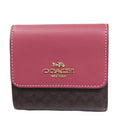 Small Trifold Wallet In Colorblock Signature Canvas Brown Pink